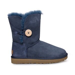 UGG Navy bailey button Suede Boots with Plush Lining